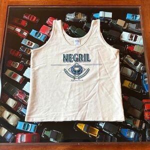 Rudman Negril Jamaica Ribbed Tank Top Cream, Blue and Green